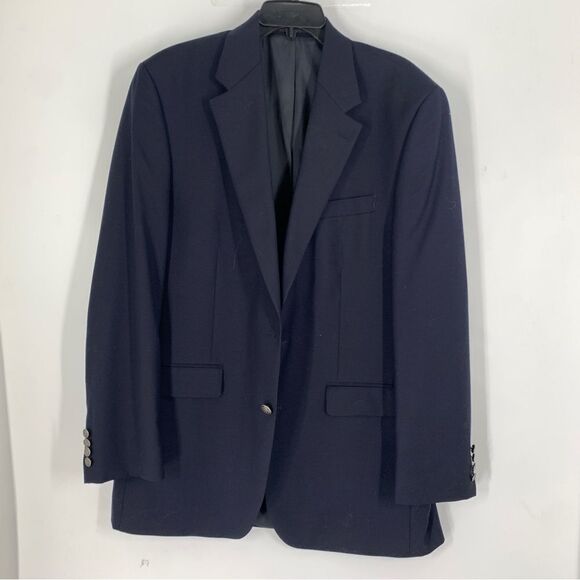 Van Heusen 42L dark navy 2 metallic Button wool Blazer - Picture 1 of 8